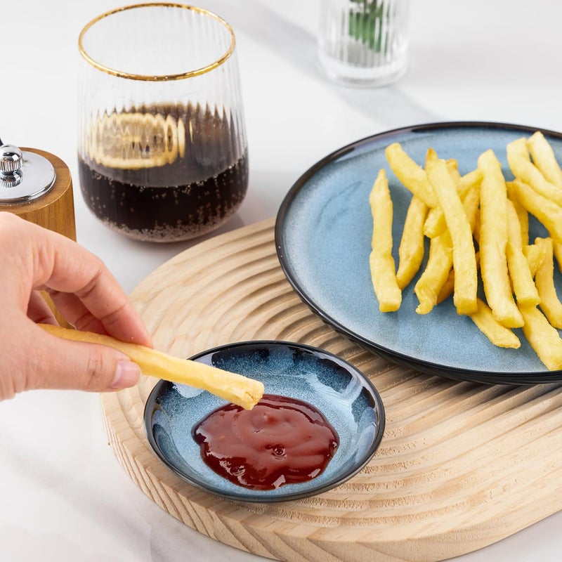 LERATIO Ceramic Soy Sauce Cups/Bowls - 6 Piece Set, Reactive Glaze Dipping Sauce Dishes for Kitchen, 3oz Small Bowls for Side Dishes, Appetizers, Snacks, Sushi, Condiment, Dishwasher Safe - Image 5